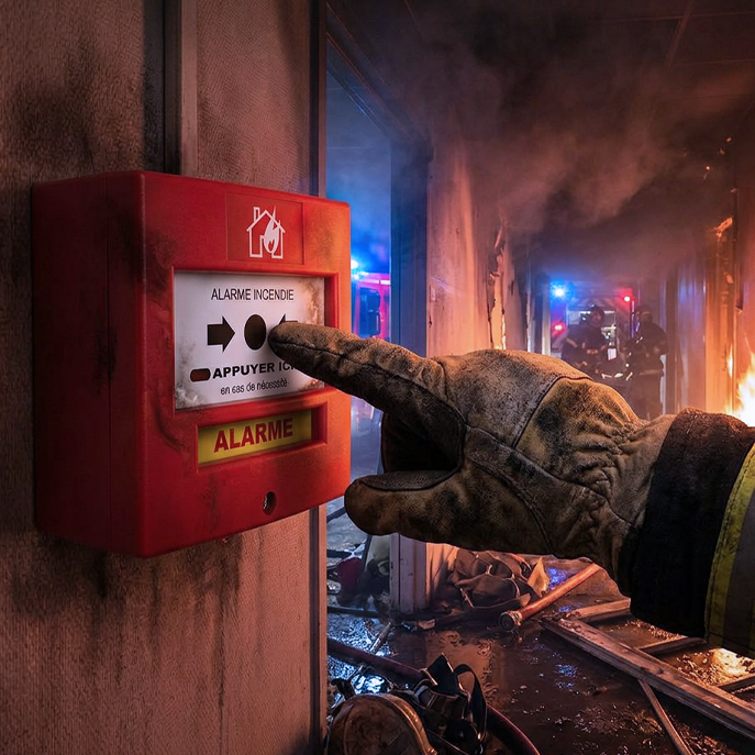 A Team Sécurité Déclencheur Incendie En Intervention